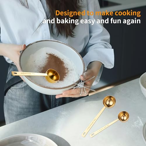 Coffee Spoon Stainless Steel Long-Handled Spoon, 1 and 2 Tbsp Spoon Gold - color: Gold Long