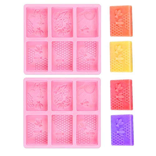 Honeycomb Molds Bee Silicone Soap Mold for Soap Making - color: Rectangular Honeycomb, size: 2pcs
