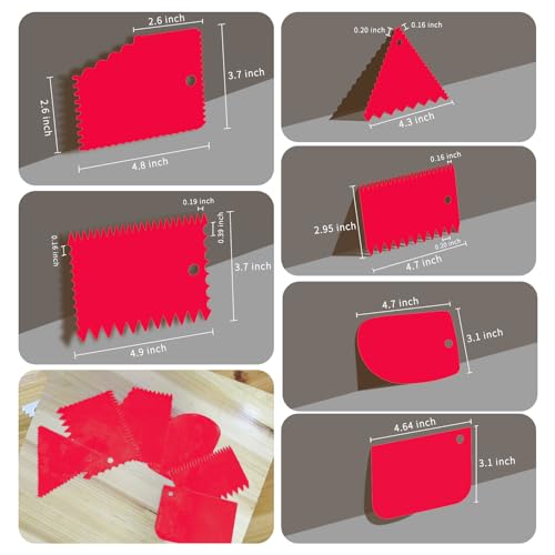 Cake Scraper, 6 Pcs Cake Smoother Scraper, Dough Scraper Red - color: Red