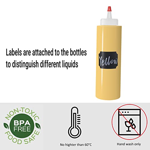 10 Pack 12 oz Plastic Squeeze Bottles with Red Tip Caps - size: 12 Ounces (Pack of 10)