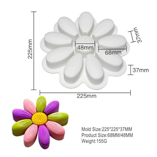 mostsom DIY Sunflower Chocolate Molds Silicone Candy Molds Non Stick Cookies Baking Trays for Party Decorations Food Grade (Sunflower M_9x9x1.48inch) - size: Sunflower M