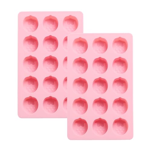 2-Pack Strawberry Shape Candy & Chocolate Silicone Molds, Non-stick, Pink - size: Strawberry