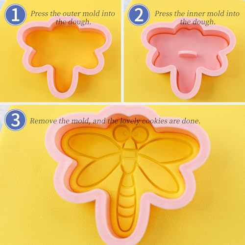 Insect Cookie Cutters Bee Dragonfly Ladybug 8Pcs Cookie Stamps for Baking - color: Insect
