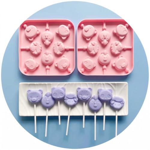 2PCS Silicone Lollipop Mold For Kids,Animal Candy Sucker Mold (2pcs Animal) - color: 2pcs Animal