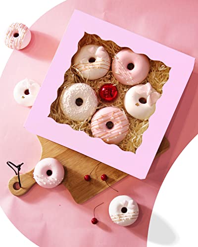 qiqee Auto-pop up Lavender Pie Boxes with Window 10x10x2.5 inch 30Packs Cookie Donut Bakery Box - color: Lavender, size: 10"x10"x2.5"/30 Pcs