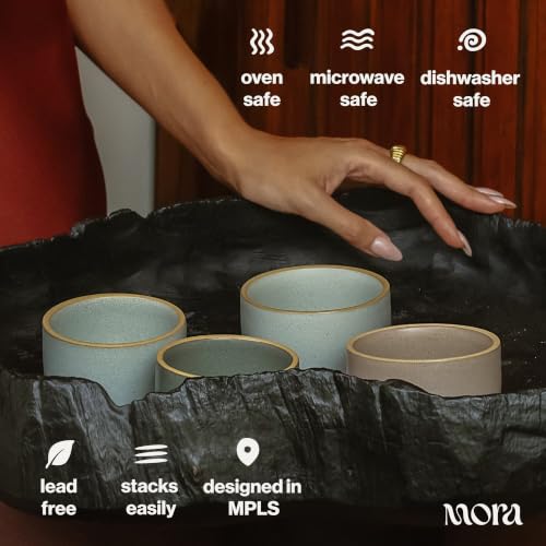 Mora Nano Ramekins Set of 4, 4oz Ceramic Pottery Sauce Cups - Microwave, Oven and Dishwasher Safe - Dusk - color: Dusk, size: Nano