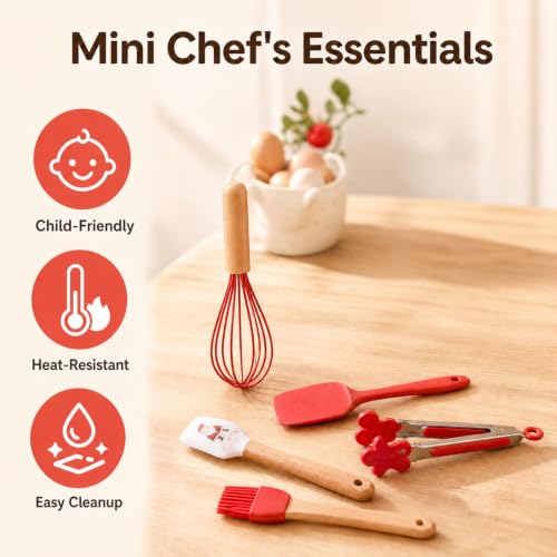 Silicone Kitchen Utensils Set 5-Piece Red Baking Tools - color: 5-Piece Red Silicone Kitchen Utensils Set