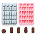 2 Pcs Silicone Molds for Pills, 28 Cavity Capsule Shaped Molds Trays for DIY Chocolate, Candy, Ice Cube, Gummy, Jello, Jelly, Cupcake Decorations, Candles, Soaps