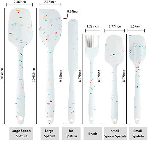Heat Resistant Silicone Spatulas Set 6pcs, Seamless Design Non-Stick Mixing Spatulas with Stainless Steel Core, Premium BPA-Free Rubber Spatula Baking Cooking Utensile for Home Kitchen BBQ (white) - color: White