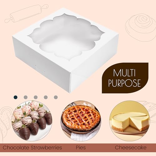 NPLUX 20 Pack Halloween Bakery Boxes, 9x9x3 Pie Boxes for Pickup Orders