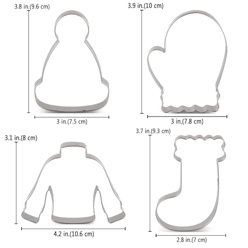 LILIAO Winter Holiday Christmas Cookie Cutter Set, 4 Piece