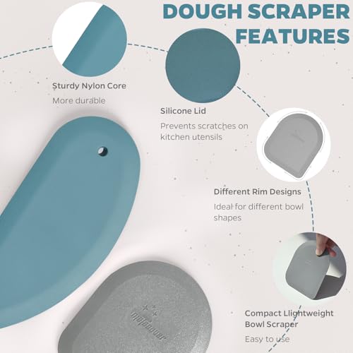 Silicone Bowl Scraper & Plastic Dough Scraper for Bread Dough, Kitchen Use - color: Blue