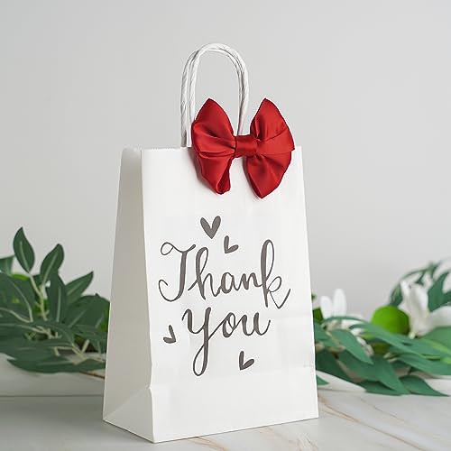 AIMUDI Red Satin Ribbon Twist Tie Bows for Treat Bags 3.5" Red Bows for Crafts Small Bows for Gift Wrapping Premade Bows for Cake Pops Candy Apple Gift Bags Wedding Favors Baby Shower Decor -24 Counts - color: Red