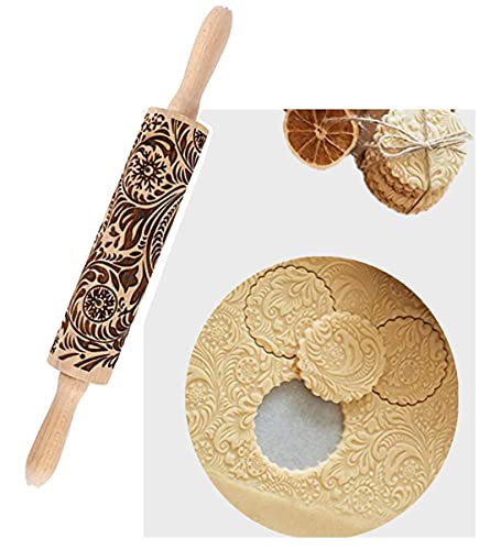 MIZORLIE 14.9" Paisley Engraved Embossed Rolling Pin