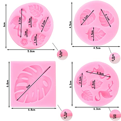 ZiXiang Tropical Leaf Silicone Molds Flamingo Fondant Mold Set Of 4 - color: Style D