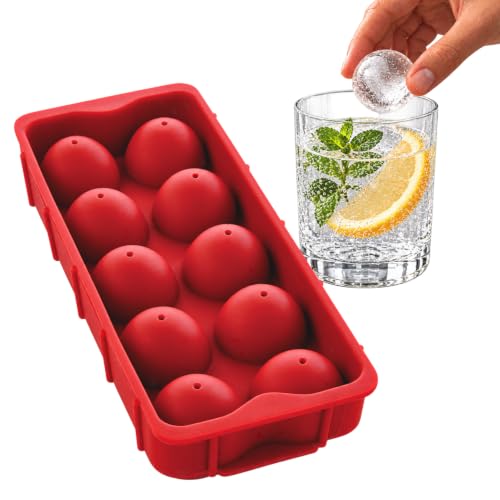 HIC Kitchen Cannonball Silicone Ice Cube Tray, Non-Stick, Large Spheres - size: 10 Large Ice Balls