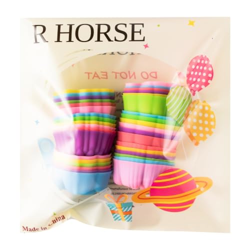 R HORSE Mini Silicone Cupcake Molds, Multi Flower-Shaped Baking Cups - color: Rose