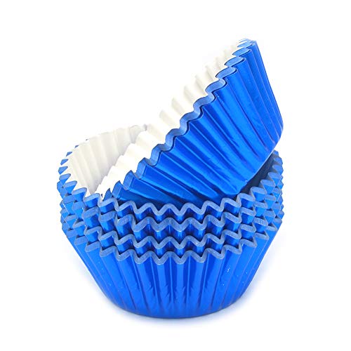 Standard Blue Foil Cupcake Liners Muffin Baking Cups for Party and More, 100-Count - color: Blue