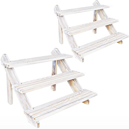2pcs 3tier Display Riser,Earring Display Stands,Organizer For Vendor White - color: White-3tier-2pcs