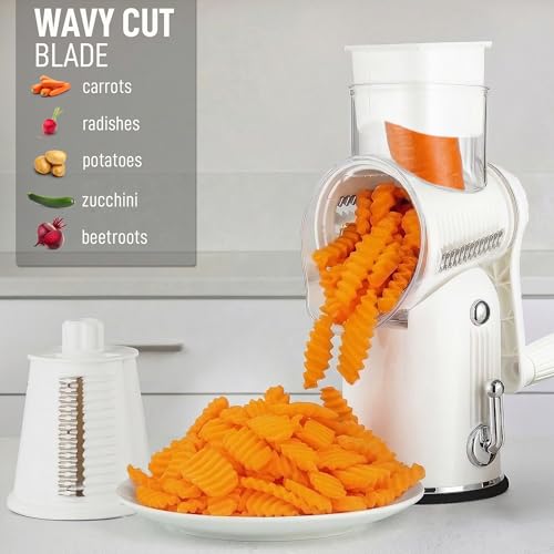 Rotary Cheese Grater Hand Crank, Vegetable Shredder - Classic White - color: 30 - White