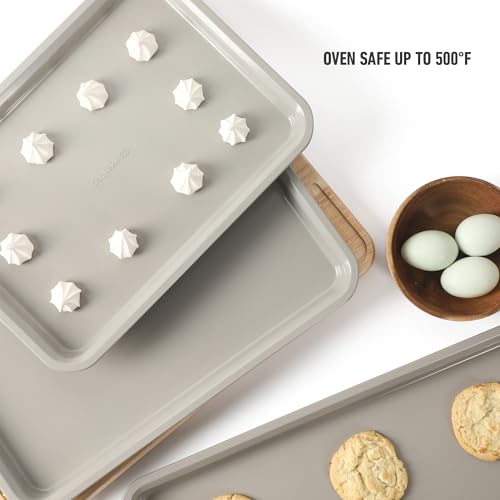 Calphalon Legacy Cookie Sheet Set, 3-Piece Nonstick Baking Sheets 18 15 13 Inch Cookie Baking Sheet, Metal Baking Sheet, Taupe, PFOA-Free for Even Baking, Oven Safe Cookie Pans for Baking - color: Legacy Taupe