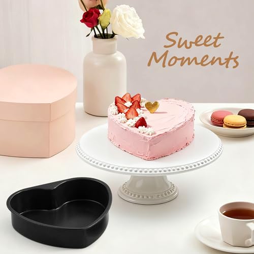 E-far 8 Inch Heart Cake Pan, 3 Pcs Nonstick Heart Shaped Cake Mold - color: Black, size: 8-Inch (Set of 3)