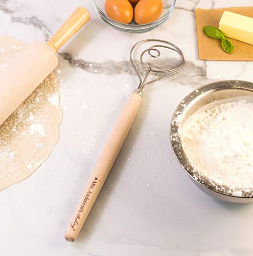 Mrs. Anderson's Baking Dough Whisk 18/8 Stainless Steel Blade, 15-Inches, wood - style: Dough Whisk, 15-Inch