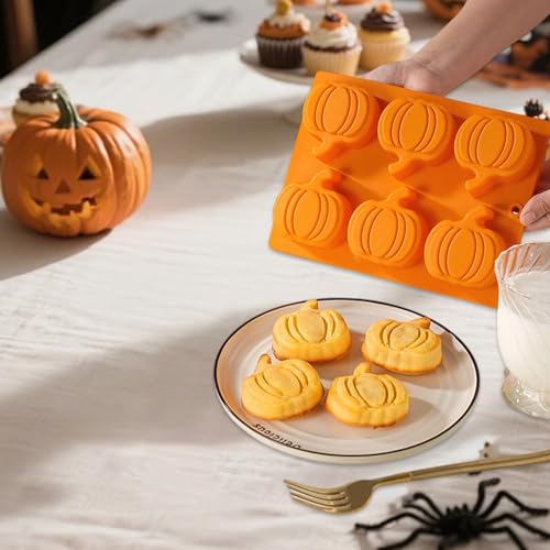 2 Pcs Fall Pumpkin Silicone Molds for Chocolate 3D Pumpkin Silicone Mold Halloween Thanksgiving Candy Baking Molds for Candy Ice Cube Cake Cupcake Decorations Jelly Jello Candle - color: Styl 20