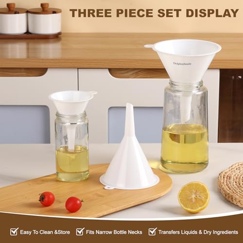 DolphinSmile Funnels for Kitchen Use Filling Bottles 3 Pcs Plastic Funnel - color: White