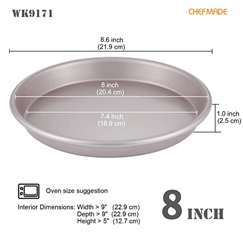 CHEFMADE Pizza Pan, 8-Inch Non-Stick Pancake Bakeware for Oven Baking (Champagne Gold) - size: 8" Pizza