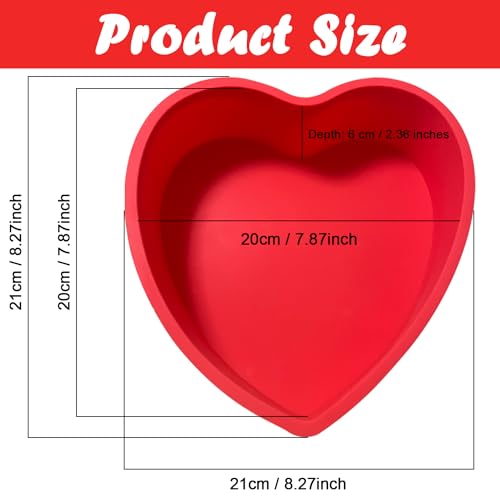 Heart Shaped Cake Pans, 3pcs 8 Inch Silicone Cake Pan for Baking, Heart Molds Silicone Non-Stick Quick Release Suitable, Easy Clean - size: 8inch, style: Heart