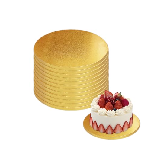 12 PCS Cake Drums Gold, 1/2 Inch Thick 10 Inch Round Cake Boards, Professional Quality Cake Cardboards, Card Base, Cake Mat-Gold - color: Gold, size: 10 inch