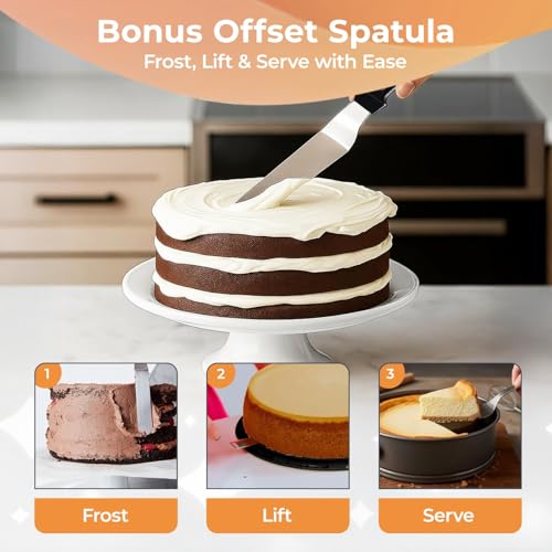 RFAQK 9 Inch Springform Pan Nonstick Leakproof - Spring Form Pan for Cheesecake with Removable Bottom, Include Spatula & 50pcs Parchment Paper, Recipe E-Book - Ideal for Baking Cakes, Pizzas, & More! - size: 9-Inch