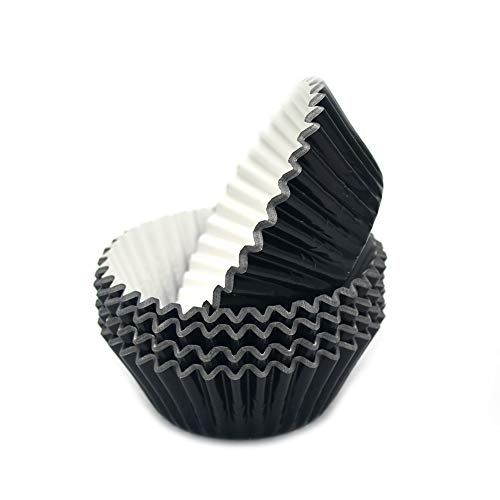 Standard Black Foil Cupcake Liners Muffin Baking Cups for Party and More, 100-Count - color: Black