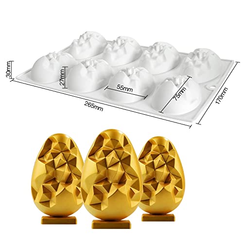 Mostsom 8 Cavity Easter Egg Silicone Mold for Chocolate, Baking Pan for Party Fondant Candy Jelly Dome Mousse Cake Topper Making (E) - size: Easter Egg E