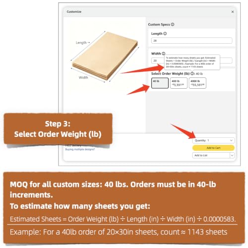 Custom Size Unbleached Parchment Paper Sheets 40lb Bulk Custom Cut - color: Brown, size: Bulk Custom Size | 40lb MOQ