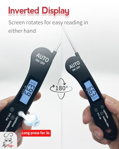 5-Pack Foldable Instant Read Digital Meat Thermometer, ±1°F Accuracy