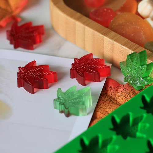 Marijuana Cannabis Hemp Leaf Silicone Molds with 70 Cavities Shaped for Pot Chocolate Candy Gummy, with Baking Scraper - color: Hemp Leaf