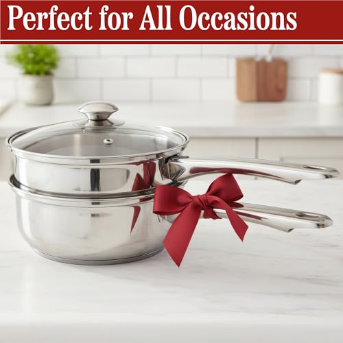 Classic Cuisine 6 Cup Double Boiler Pot Set, 7.75” x 3”