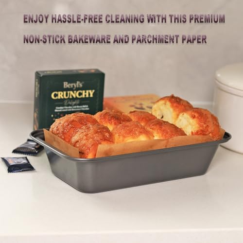 2 PCS Nonstick Loaf Pan Set, 9 x 5 Inch Carbon Steel Rectangle Bakeware with 100 Unbleached Parchment Liners for Baking Toast, Cakes, Banana Breads, Gray - size: 9 x 5 Inch