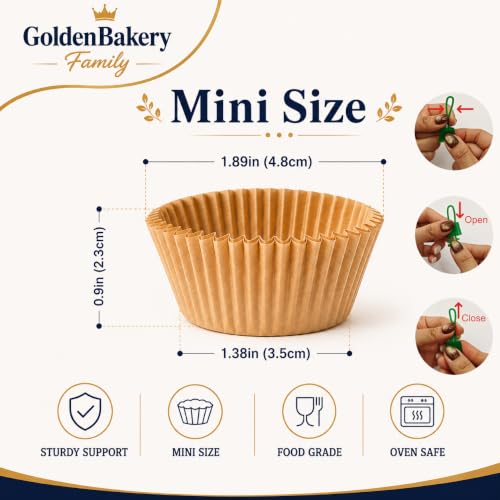 Mini Muffin Liners,500 pcs Natural Mini Cupcake Liners for Baking - color: Natural（500pcs）