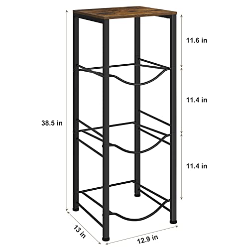 5 Gallon Water Jug Holder 3-Tier Water Bottle Storage Rack with Wood Top - style: Square Tube Brown