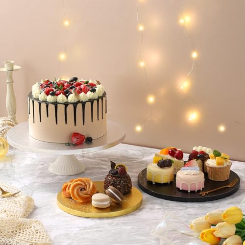 6-Pack Gold Cake Drum Board 10 Inch Circle Full Wrap Edge Cardboard Sheets Grease Proof Foil Stand Thick Disposable Base for Desserts Pastries Display - size: 10''