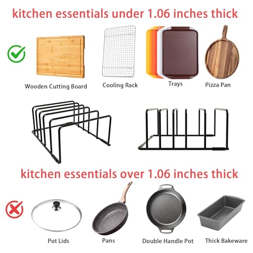 cookie sheet organizer for cabinet for Cutting Boards Baking Sheets, Cookie Pans, Cooling Small Racks Storage Stand and Bakeware,Kitchen Cabinet Countertop Organizer (Black - 1pack)