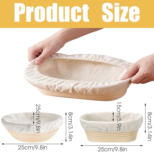 4Pcs Bread Proofing Basket Liners 2 Oval & 2 Round 10 Inch Covers