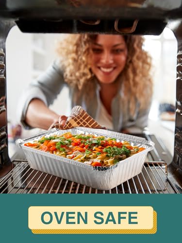 NEEBAKE 50 Pack 8x6 Disposable Aluminum Pans with Lids Aluminum-Foil-Pans-Tin-Foil-Baking-Pans-Tin-Trays-Food-To-Go-Containers-for-Meal-Prep-Cooking-Roasting-Heating-Takeout - size: 8x6 - 50 Pans + Lids