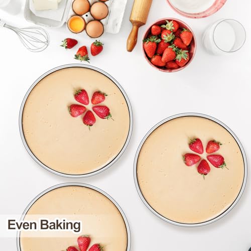 Homikit 8 Inch Cake Pan Set of 3, Round Smash Layer Cake Tins for Baking - size: 8 inch