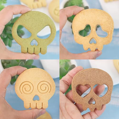 10Pcs DIY Skull Cookie Cutters Halloween Mix Match Face Embossing Molds - color: Halloween P-10