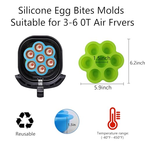 Septe 2 PCS Silicone Muffin Pans, Non-Stick 7-Cup Air Fryer Baking Molds