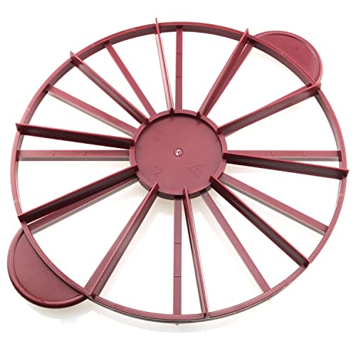 RLECS Round Cake Divider and Pie Slicer - Equal Portion Cutter, Slice Marker, Baking Tool, Kitchen Utensil - Red, 10 or 12 Slices, Double Sided Cake Portion Marker
